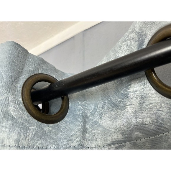 2 Panels Windows Curtain for Bedroom Living Room Moroccan Blue Metallic Print - Picture 5 of 9